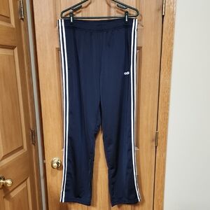 Adidas Men's Dark Blue Track Pants with White Stripes